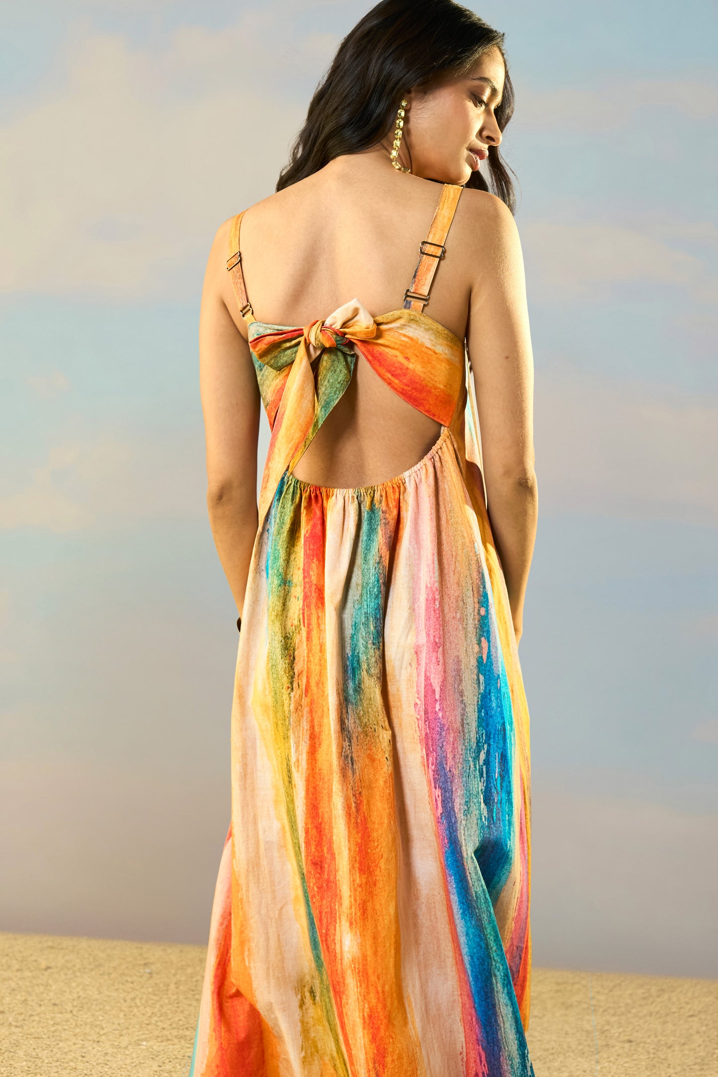 LINEN ABSTRACT WATERCOLOUR MAXI