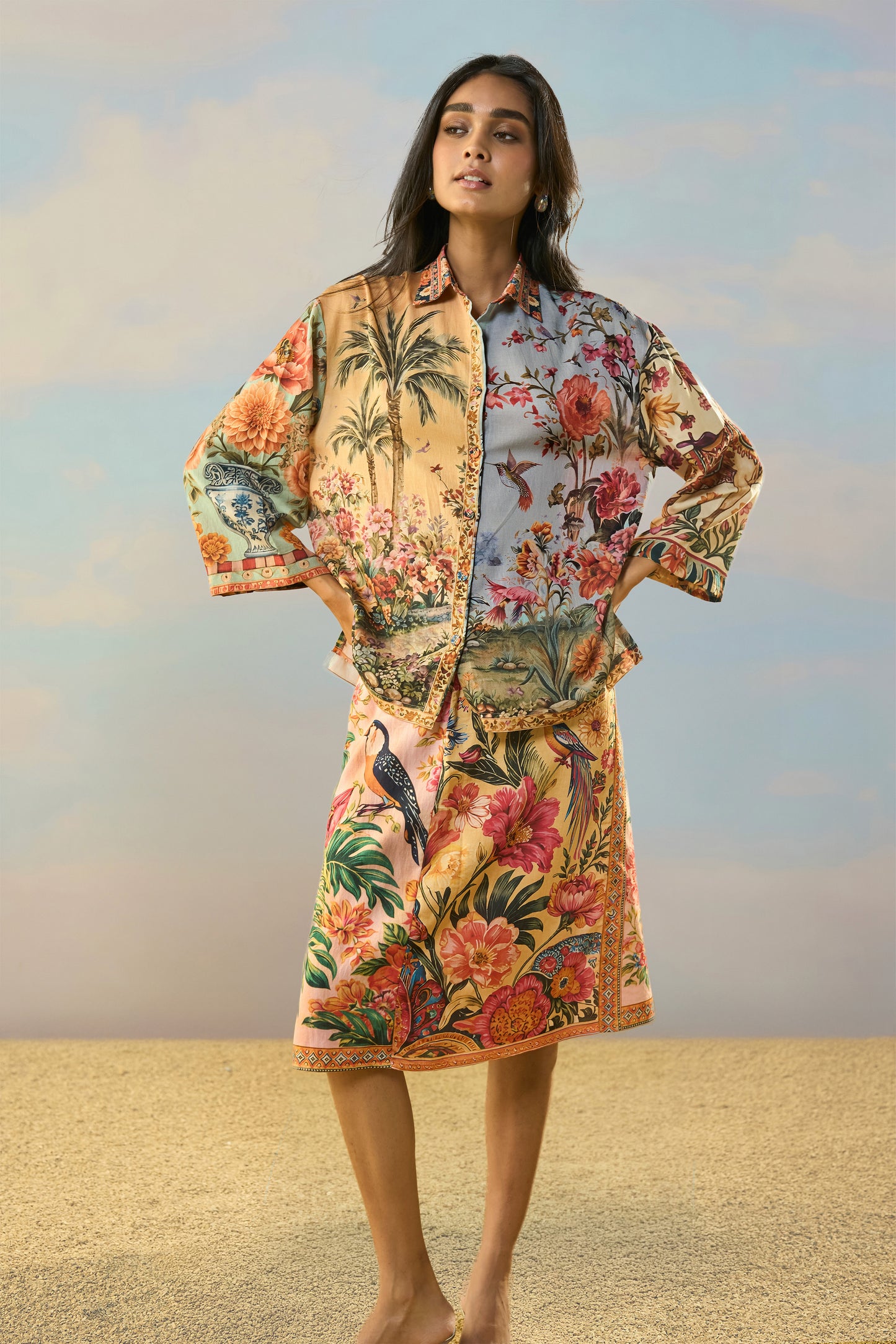 COASTAL PRINT SHIRT & SKIRT SET