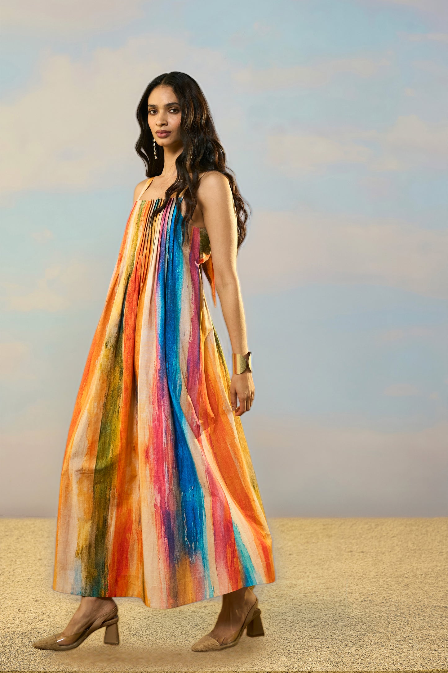 LINEN ABSTRACT WATERCOLOUR MAXI