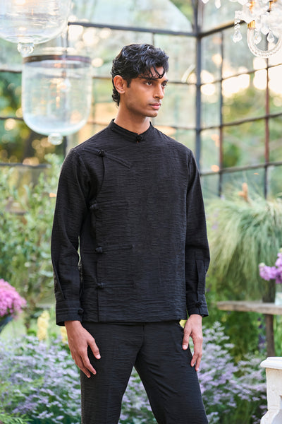 TEXTURED KNOT BUTON SHIRT & PANT SET