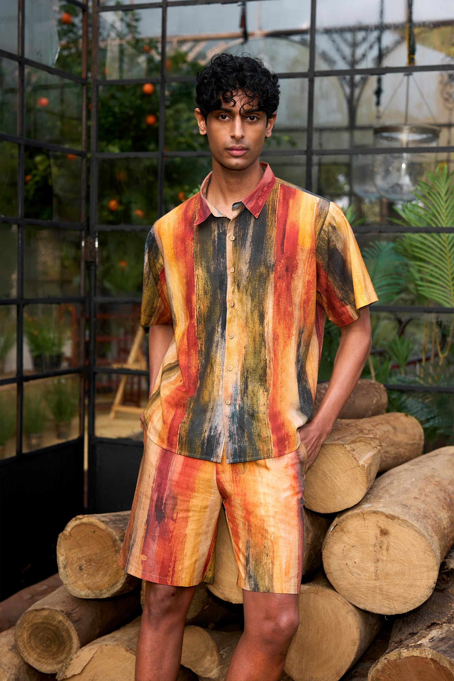 LINEN ABSTRACT WATERCOLOUR SHIRT