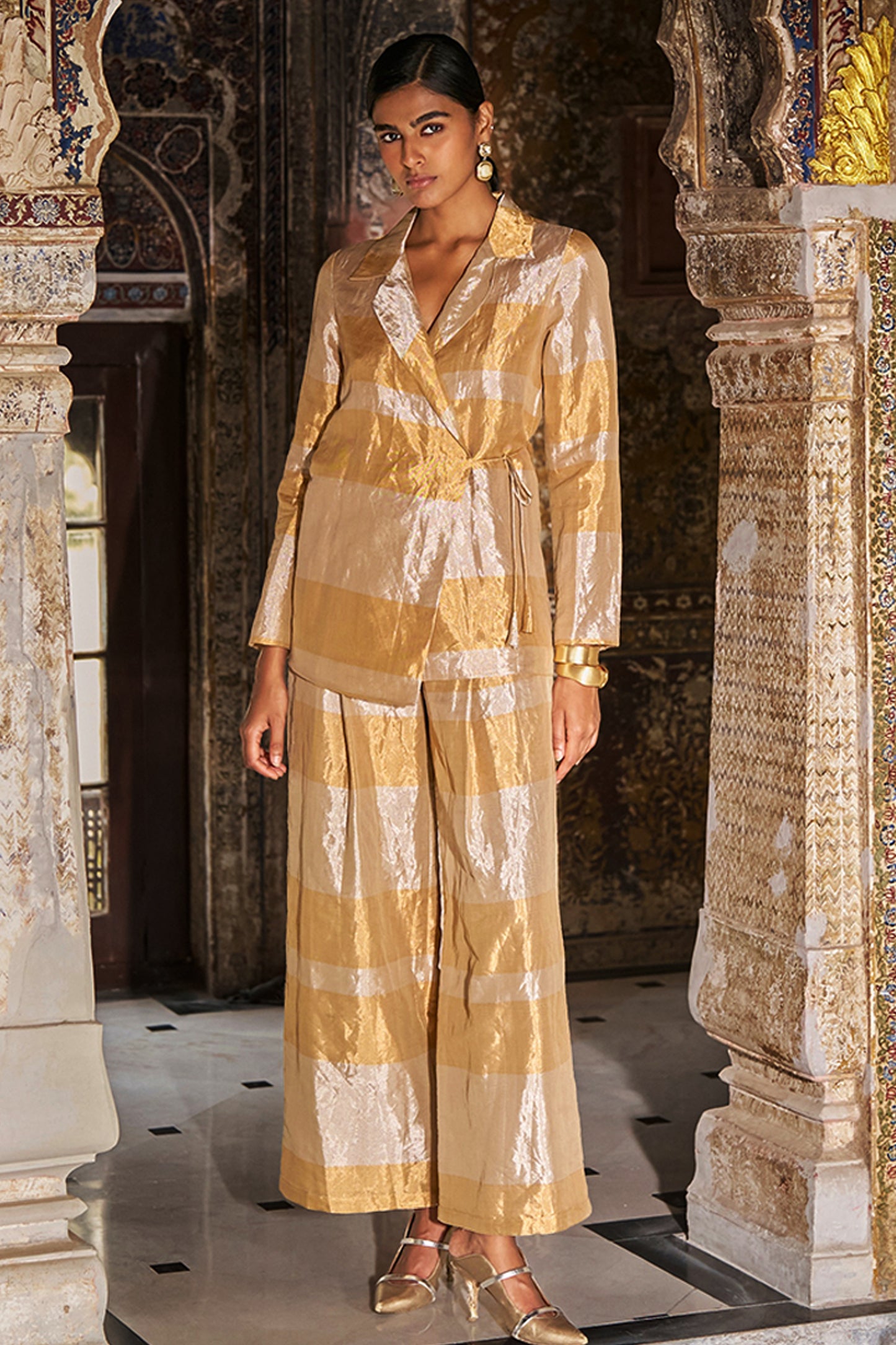 BENARES TISSUE WIDE-LEGGED PANT