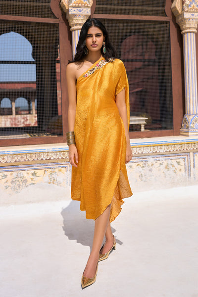 EMBELLISHED DRAPED KAFTAN DRESS