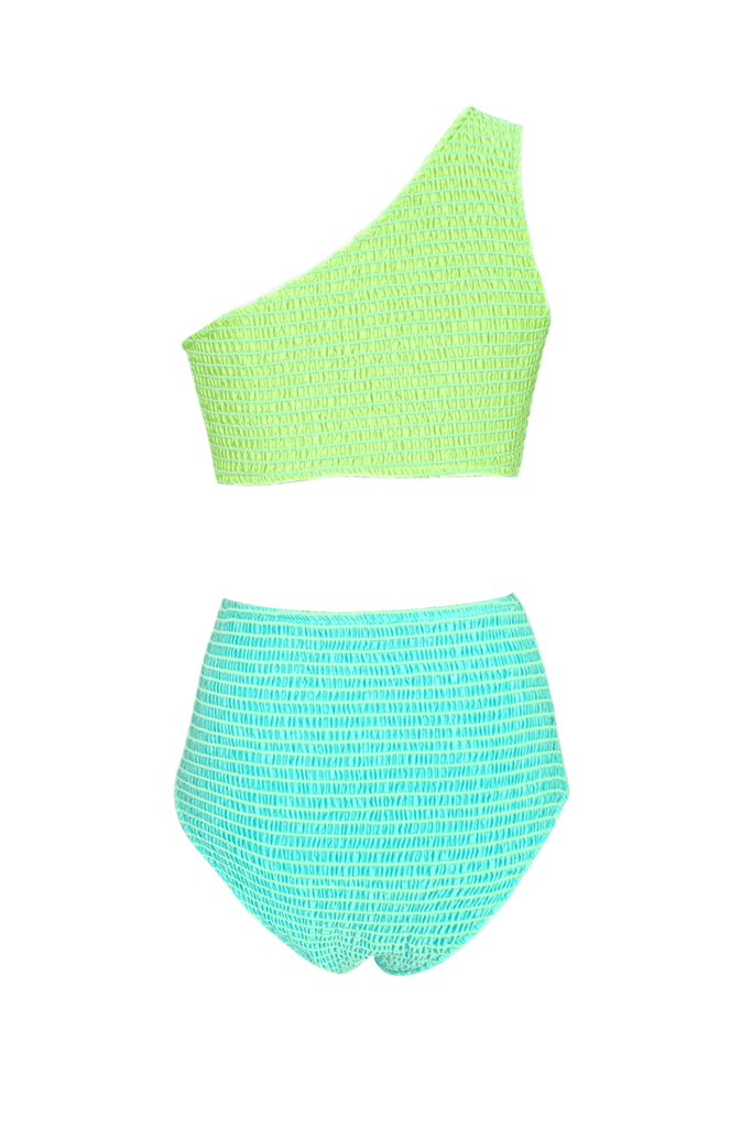 SMOCKED HIGH RISE BIKINI - dash and dot dash and dot
