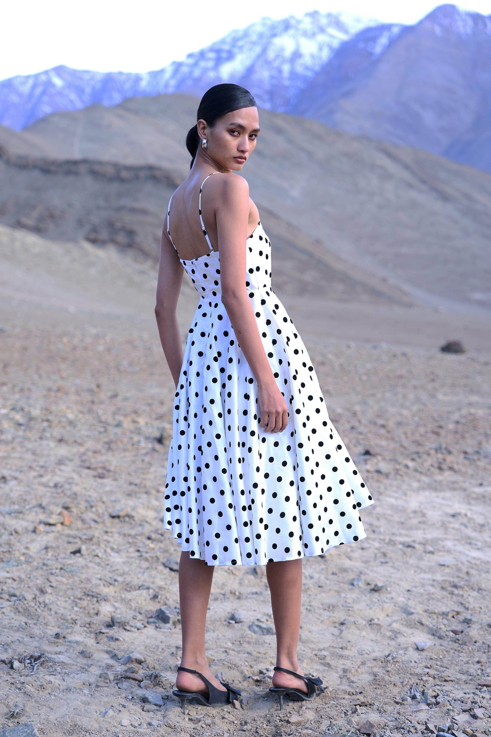 POLKA DOT FLARED DRESS - dash and dot