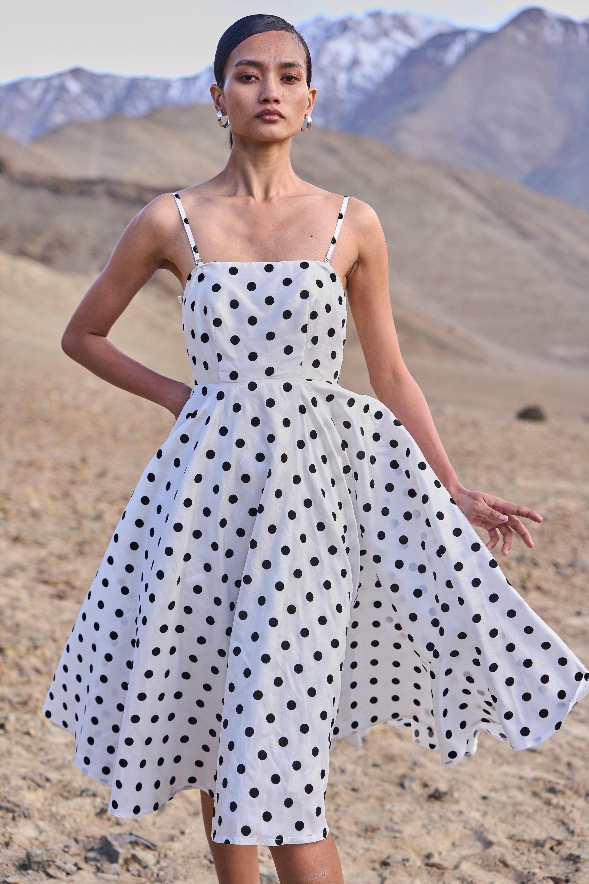 POLKA DOT FLARED DRESS - dash and dot