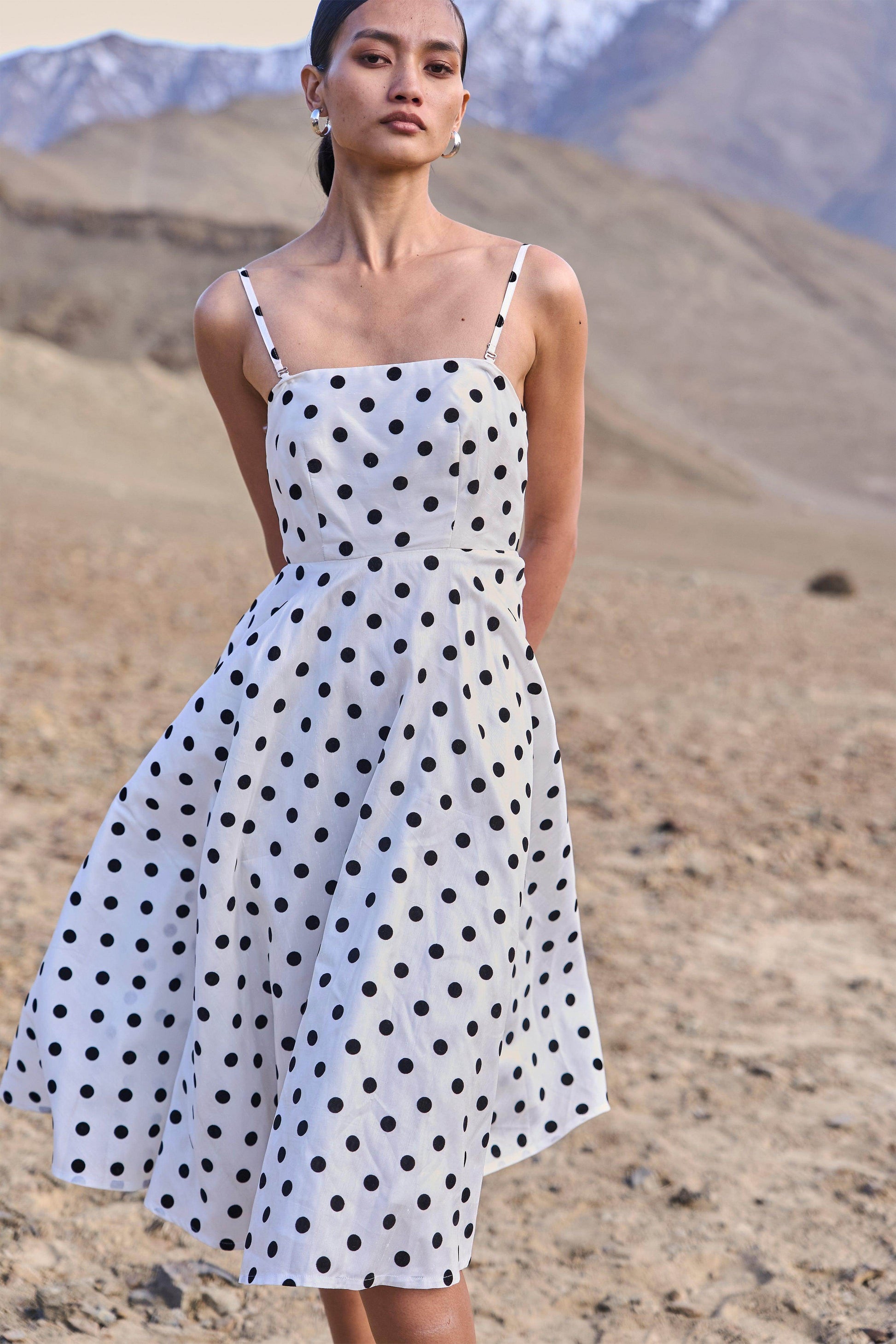 POLKA DOT FLARED DRESS - dash and dot