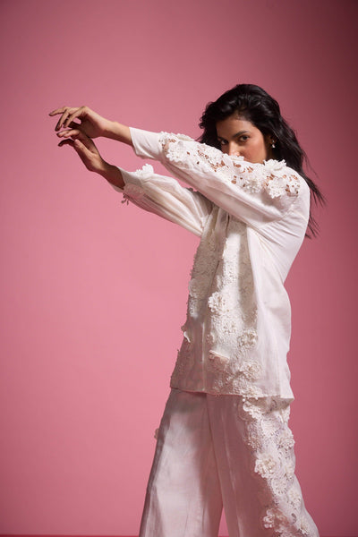 SILK LINEN LACE PANT SET - dash and dot