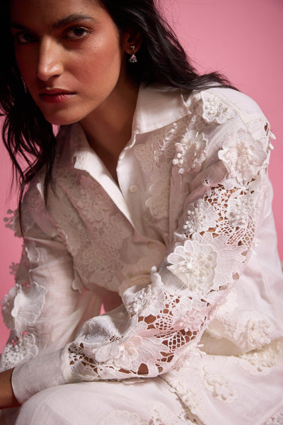 SILK LINEN LACE SHIRT - dash and dot