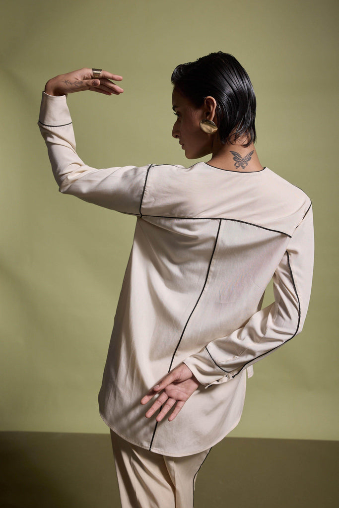 CONTRAST PIPING SHIRT - dash and dot dash and dot