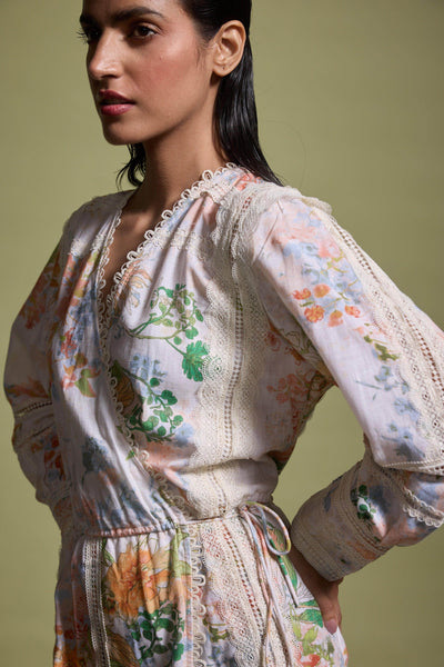 LACE LINEN WRAP DRESS - dash and dot