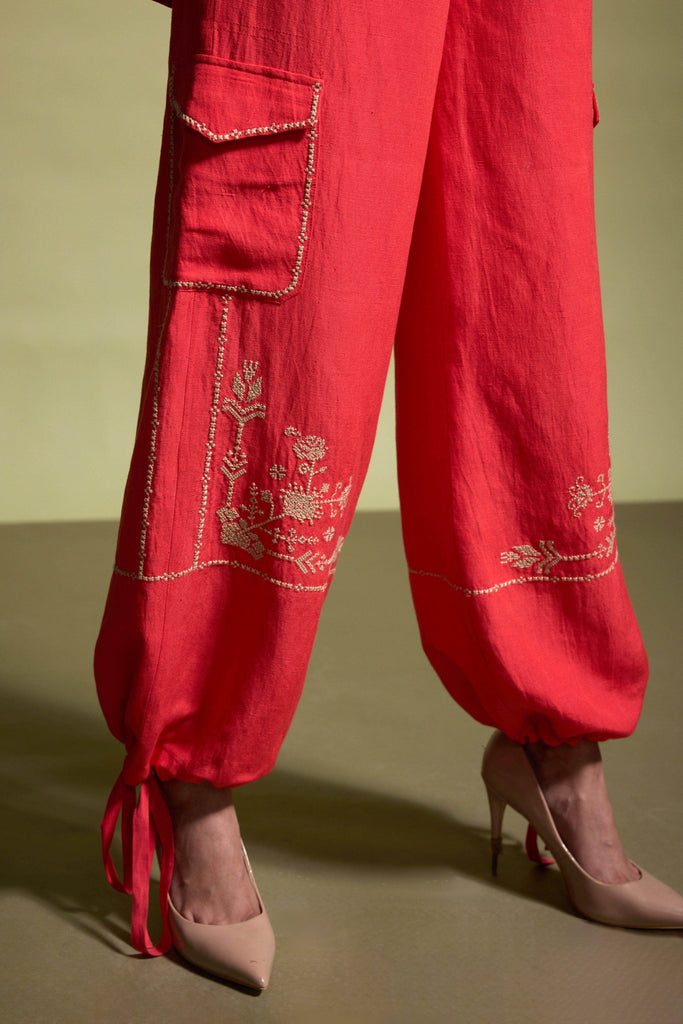 EMBROIDERED LINEN PANT - dash and dot dash and dot