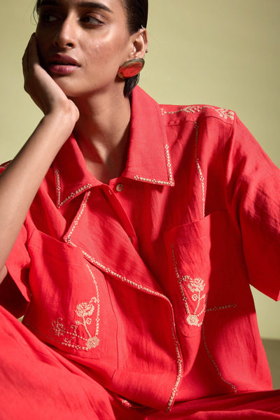 EMBROIDERED LINEN SHIRT - dash and dot