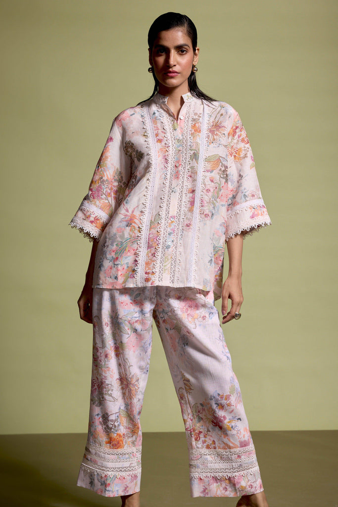 LACE LINEN PRINTED PANT - dash and dot dash and dot