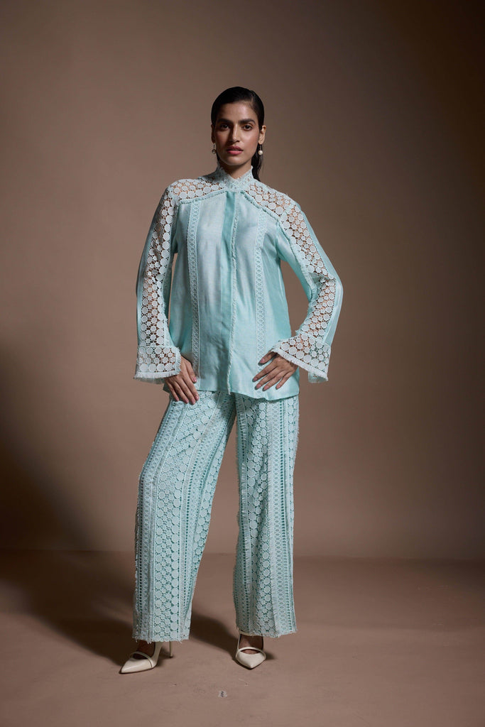 MINT BLUE LACE PANT - dash and dot dash and dot