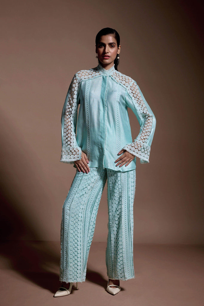 MINT BLUE LACE SET - dash and dot dash and dot