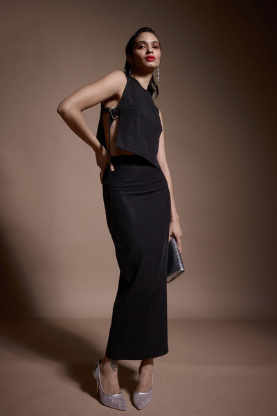 SIDE BELTED CROP TOP AND SKIRT SET - dash and dot