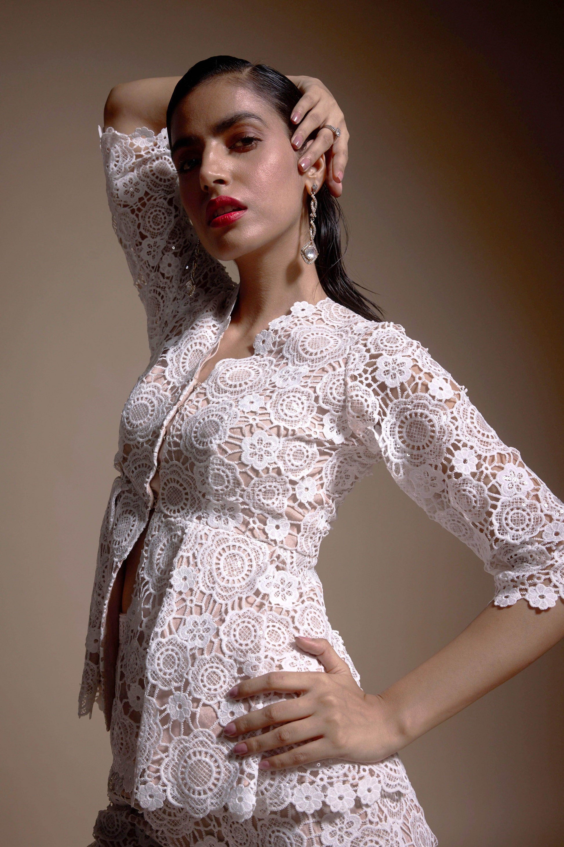 SEQUIN LACE PEPLUM TOP - dash and dot