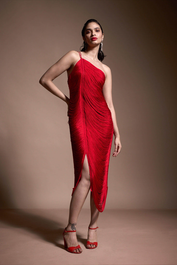 RED FRINGE DRESS - dash and dot dash and dot