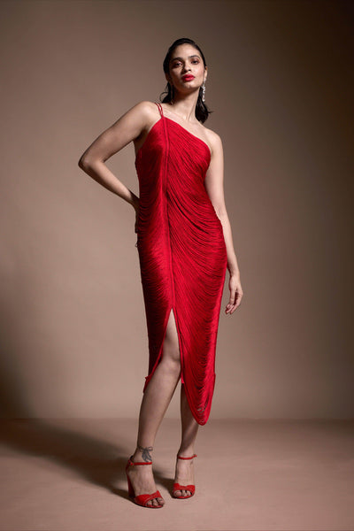 RED FRINGE DRESS - dash and dot