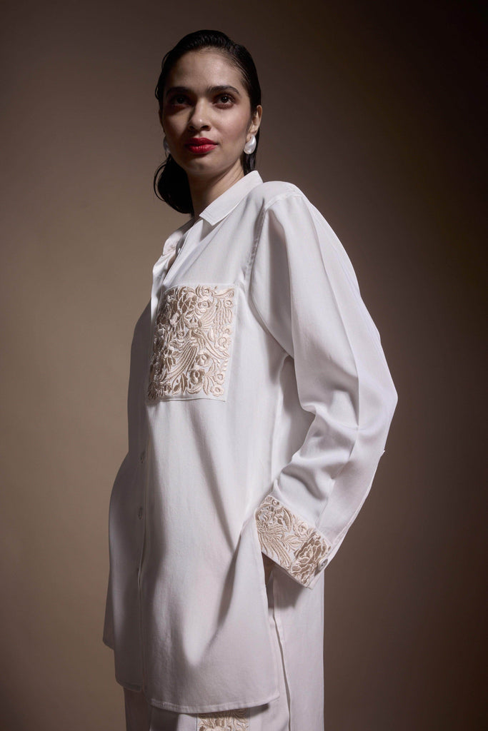 EMBROIDERED POCKET AND CUFF SHIRT - dash and dot dash and dot