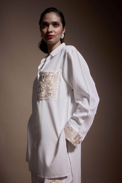 EMBROIDERED POCKET AND CUFF SHIRT - dash and dot