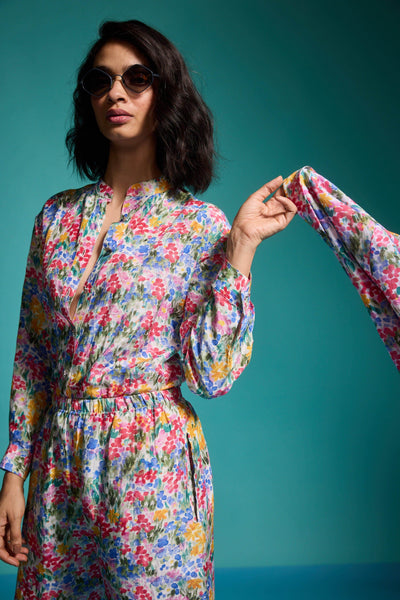 FLORAL PRINTED LINEN SHIRT - dash and dot