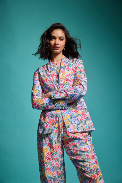 FLORAL LINEN BLAZER, SHIRT AND PANT - dash and dot
