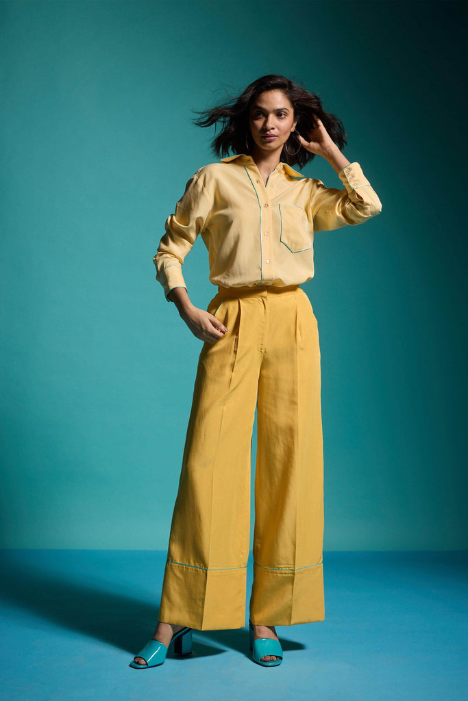 CONTRAST PIPING PANT - dash and dot dash and dot