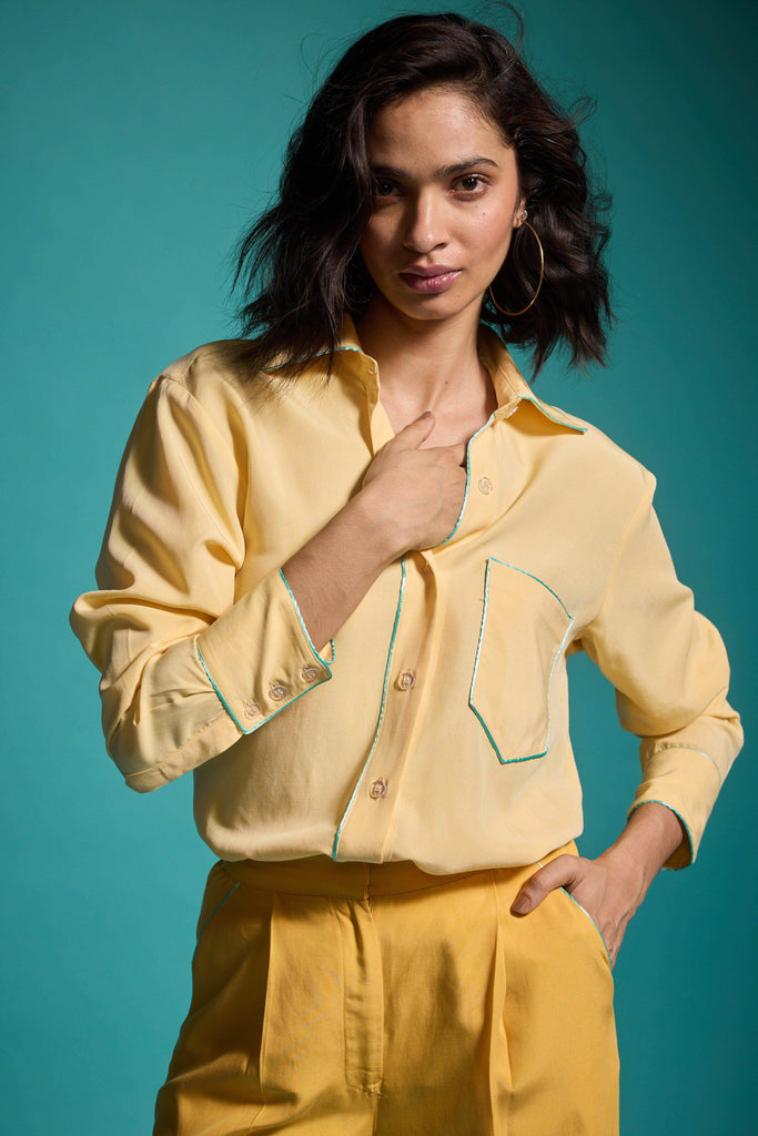 CONTRAST PIPING SHIRT - dash and dot dash and dot