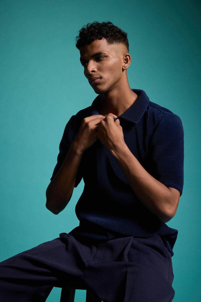 PLEAT POLO - dash and dot dash and dot