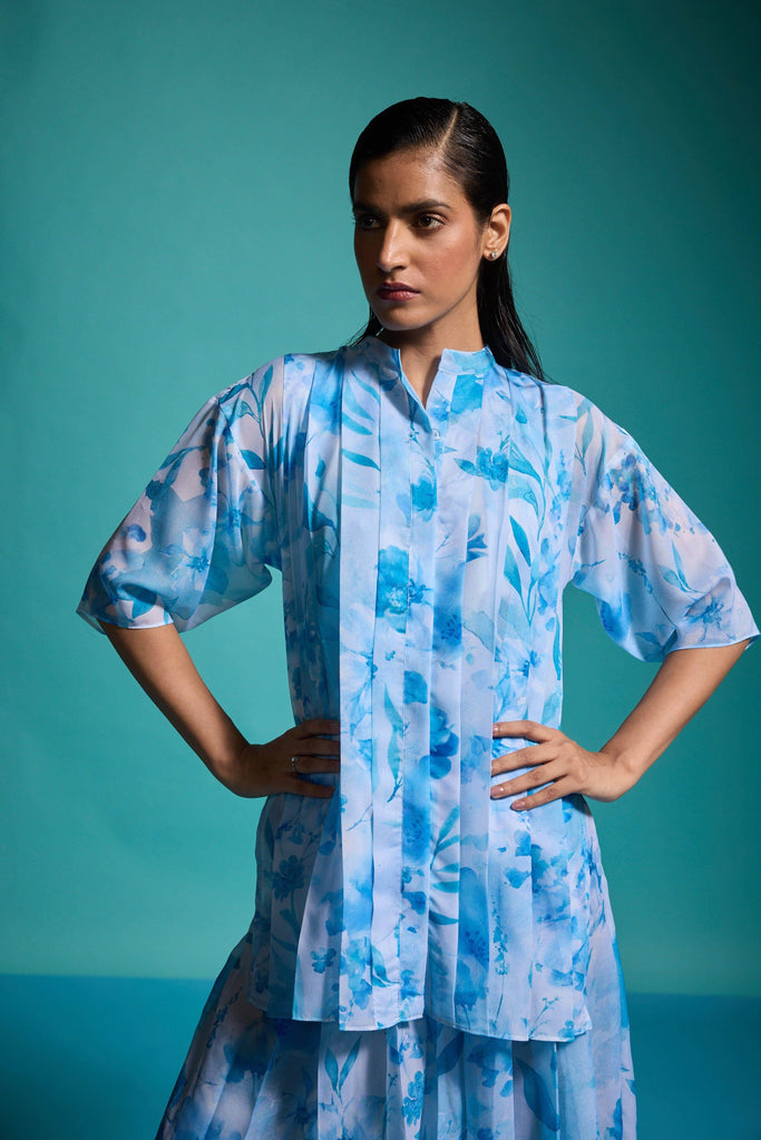 PRINTED PLEAT TOP - dash and dot dash and dot