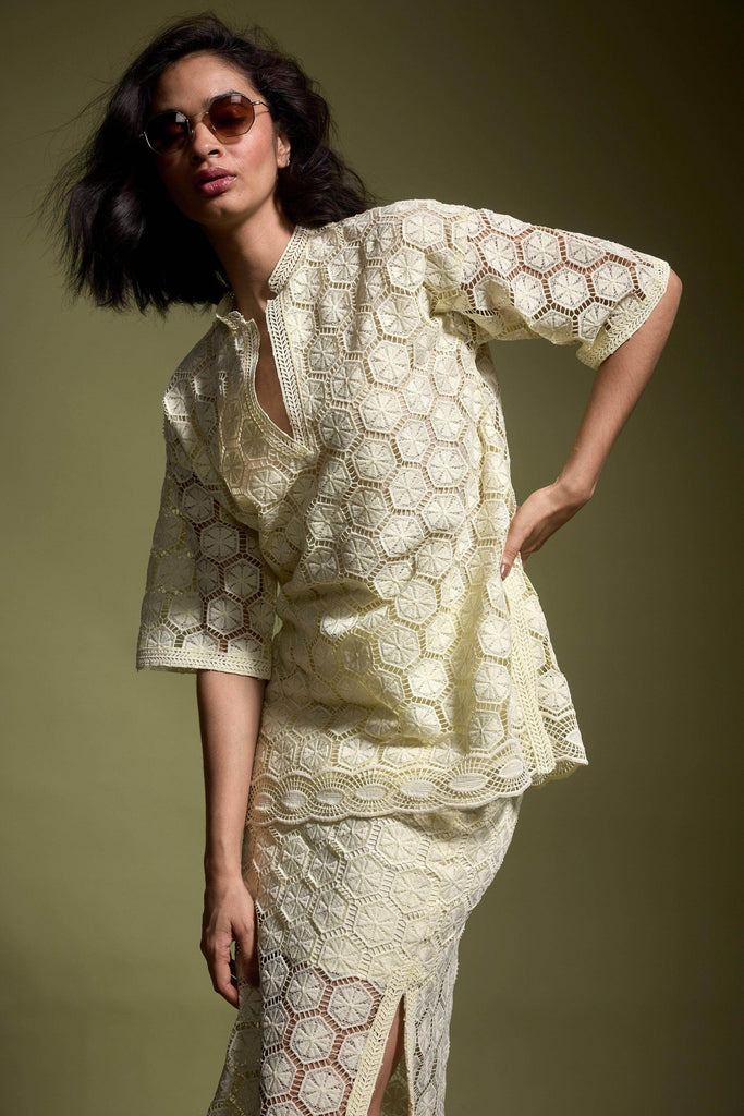 LEMON LACE TOP - dash and dot dash and dot