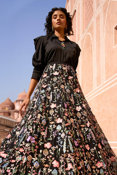 3D FLORAL MAXI SKIRT - dash and dot