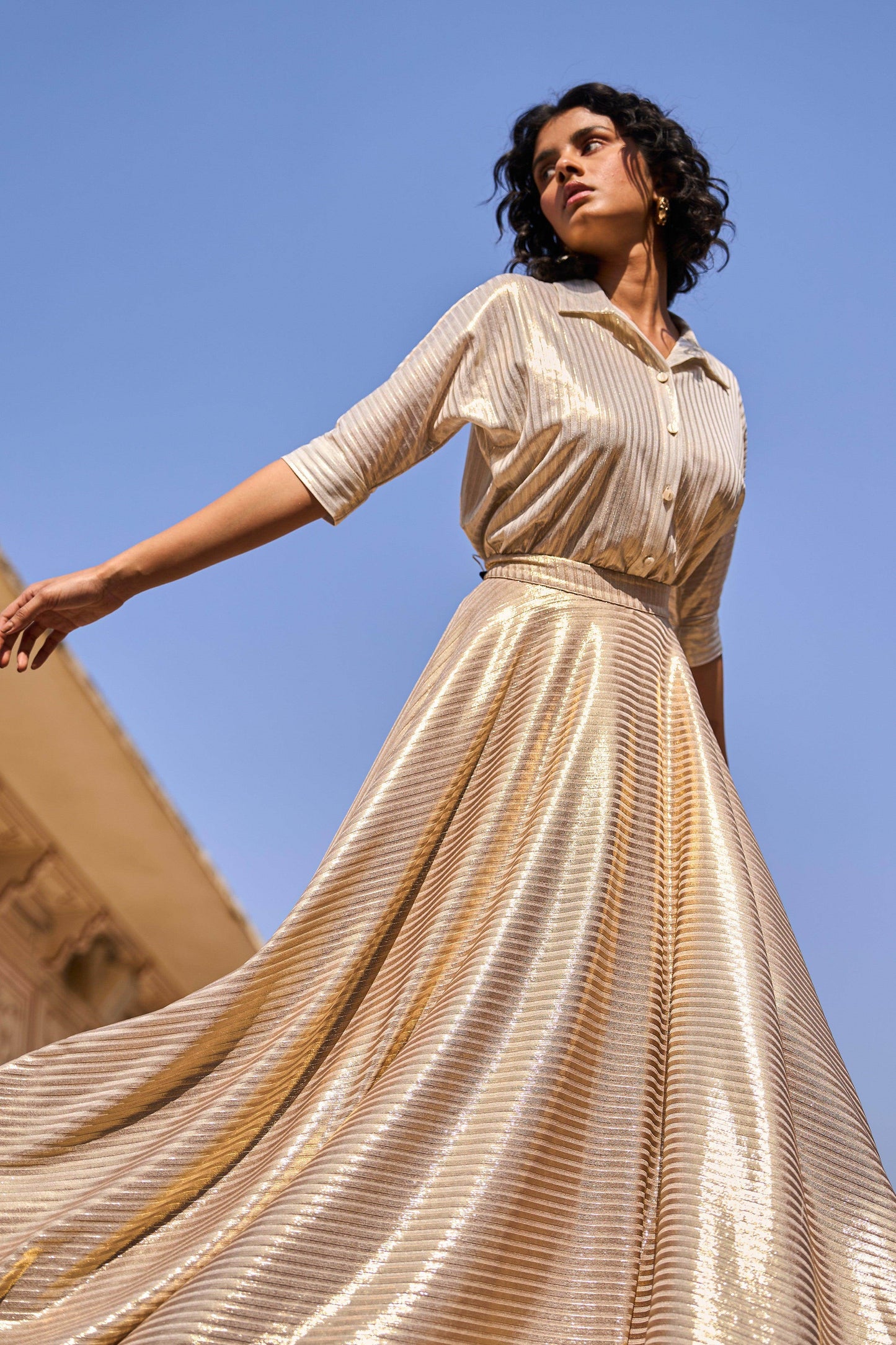 TEXTURED LAMÉ SHIRT - dash and dot