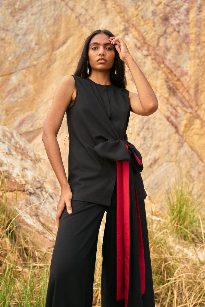 SIDE TIE SLEEVELESS PANT SUIT - dash and dot dash and dot