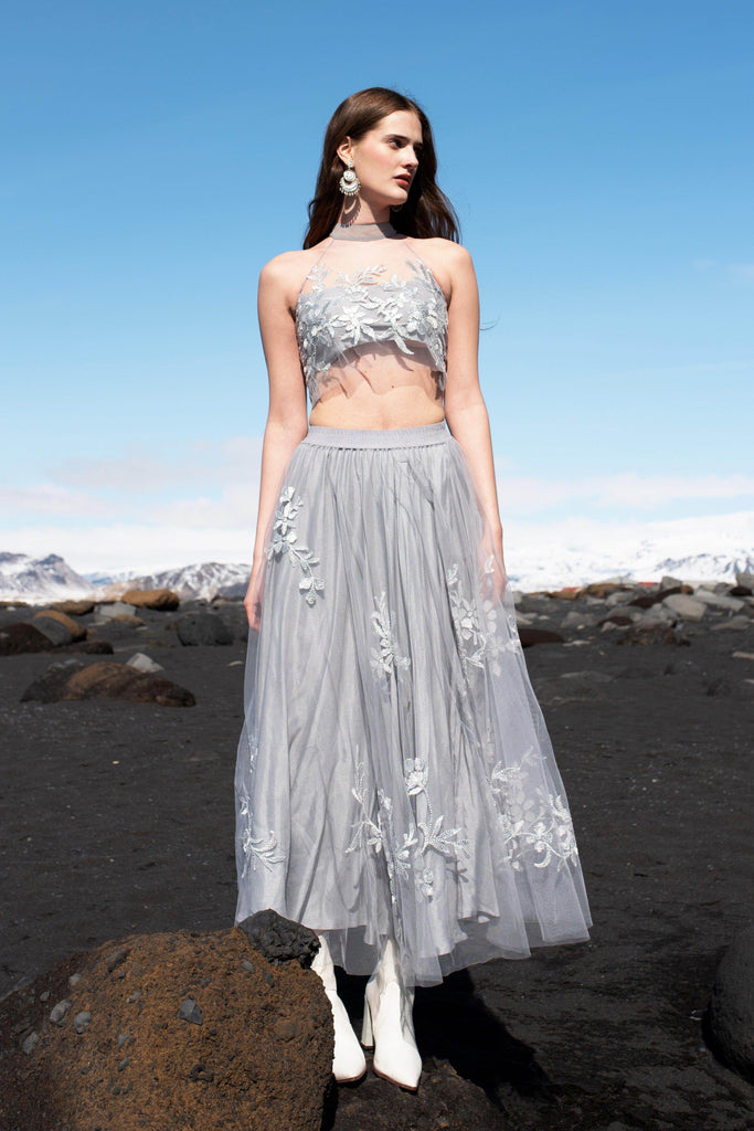 RIBBON EMBROIDERED MAXI SKIRT SET - dash and dot dash and dot