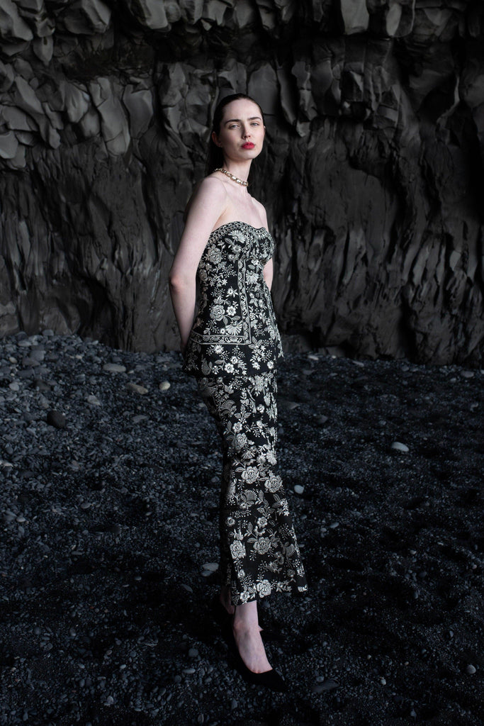 METALLIC EMBROIDERED CORSET SUIT - dash and dot dash and dot