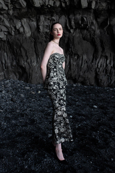 METALLIC EMBROIDERED CORSET SUIT - dash and dot