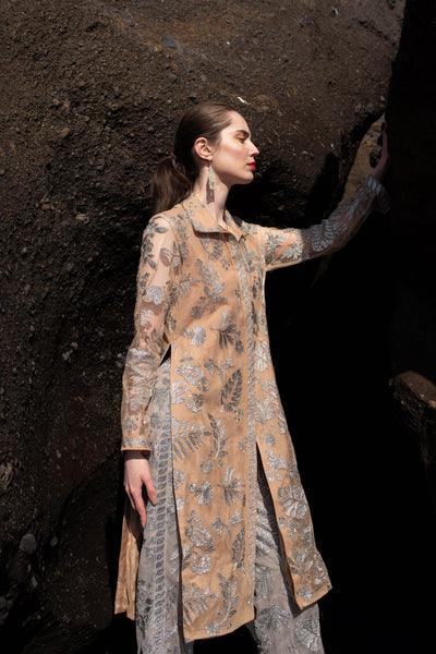 METALLIC BADLA STITCH CONTRAST PANT SET - dash and dot