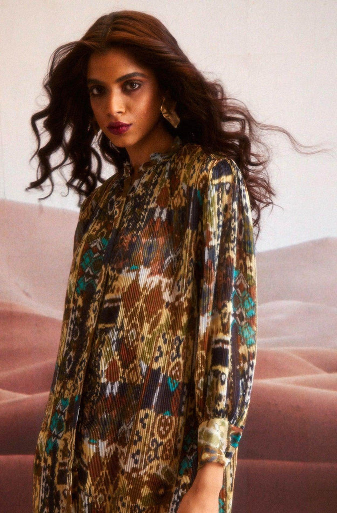 TRIBAL PLEATED MIDI - dash and dot dash and dot