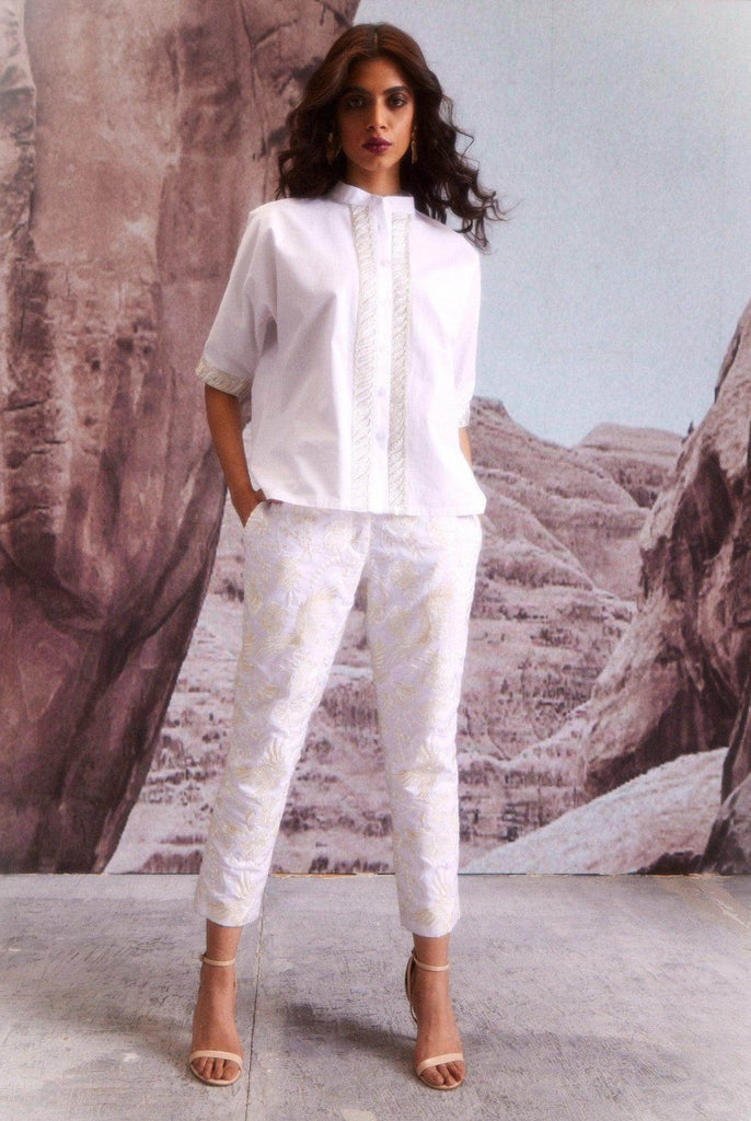 EMBROIDERED IVORY PANTS - dash and dot dash and dot