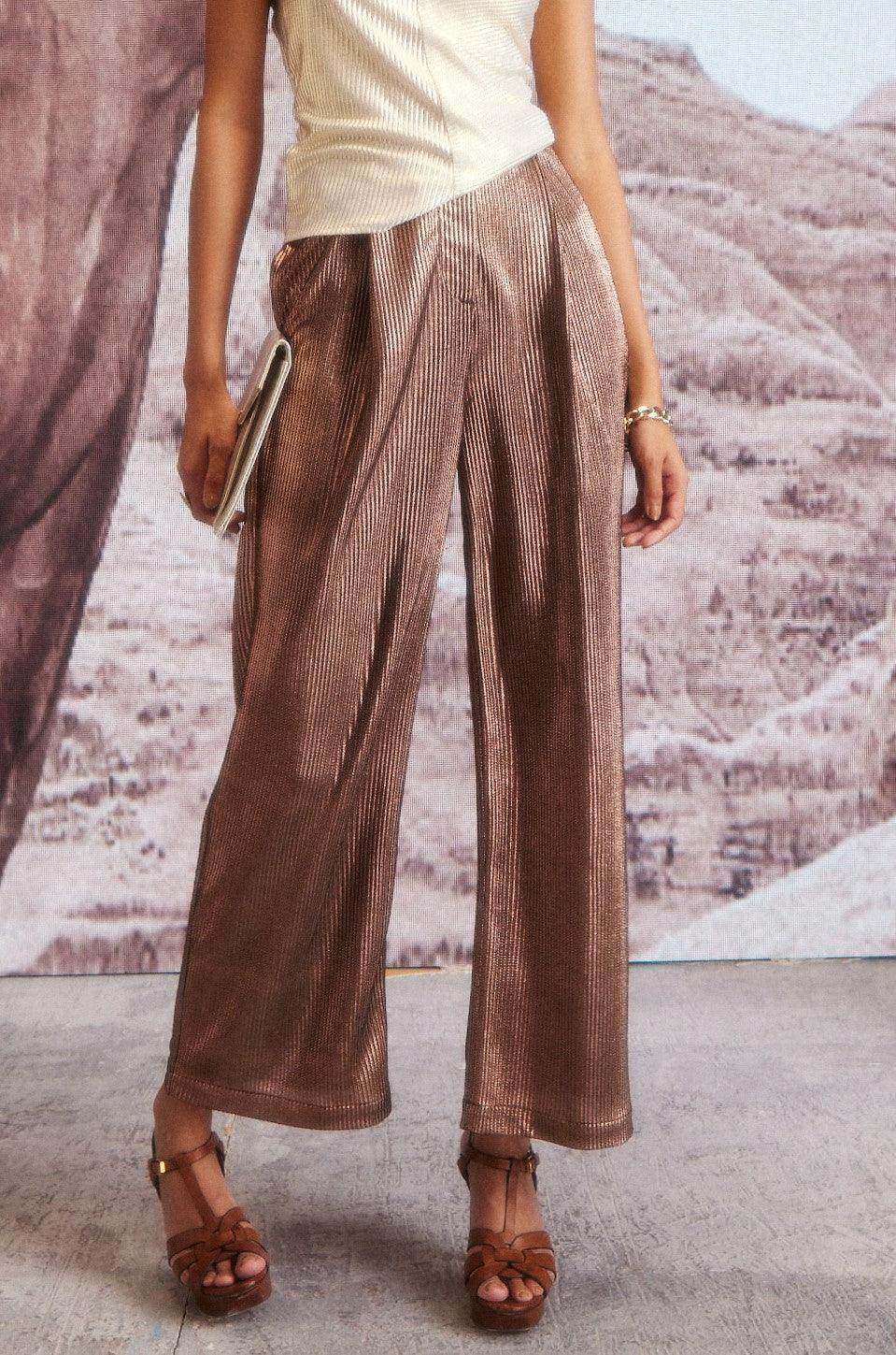 BRONZE PLEAT PANT - dash and dot