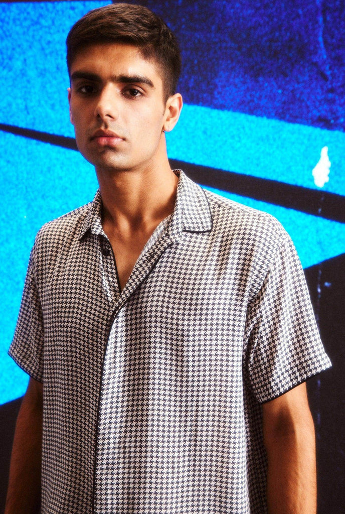 HOUNDSTOOTH HALF SLEEVE SHIRT - dash and dot dash and dot