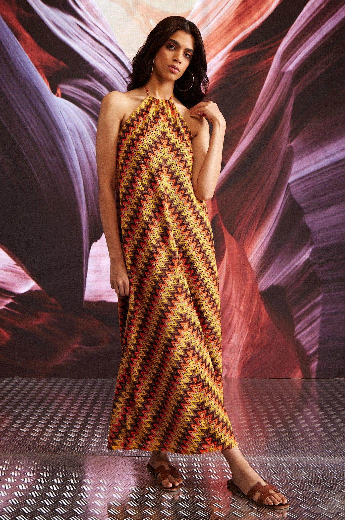 Dash and Dot - Chevron Dress XXL / Earth Multi Dash and Dot - Chevron Dress XXL / Earth Multi