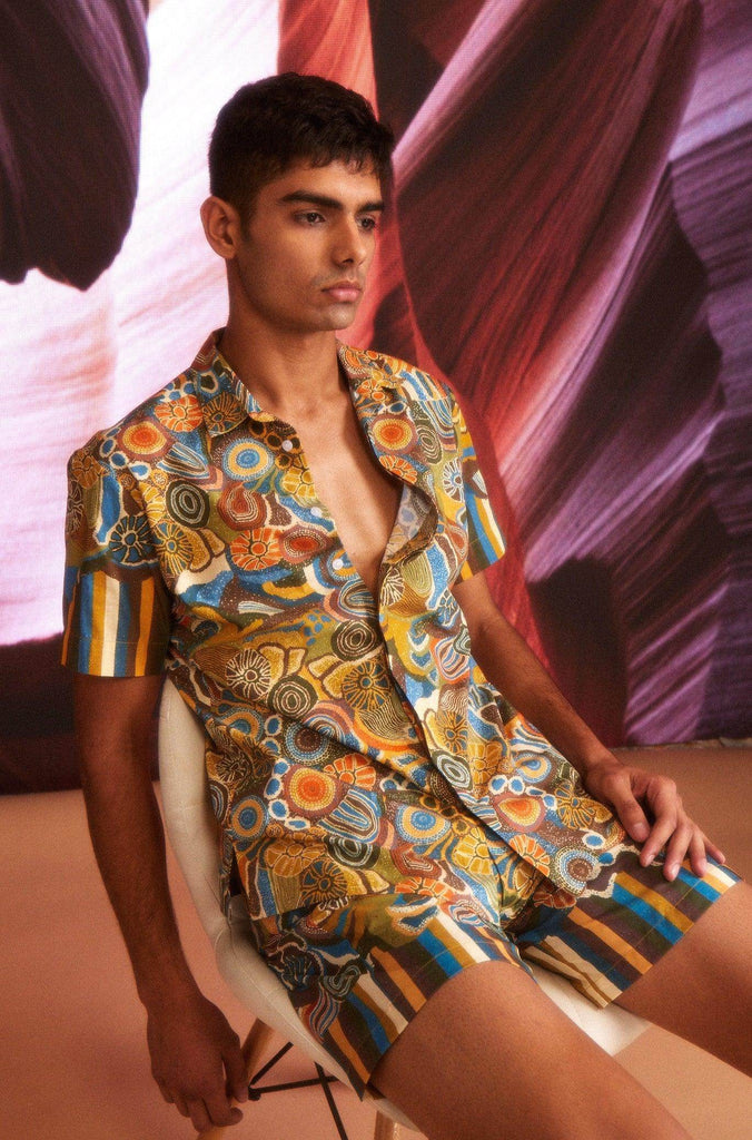 EARTH MULTI HALF SLEEVE SHIRT - dash and dot dash and dot