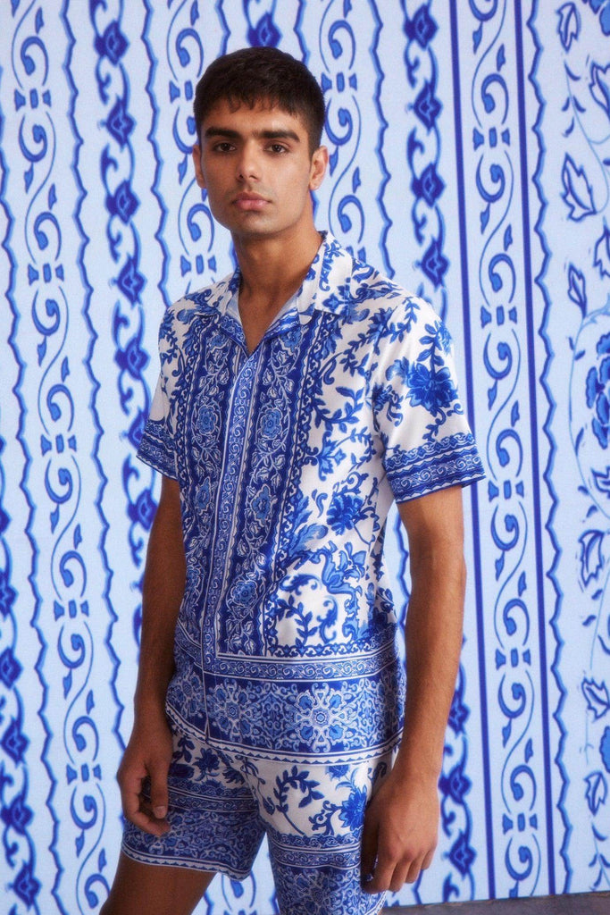 CERAMIC PRINT SHORTS SET - dash and dot dash and dot