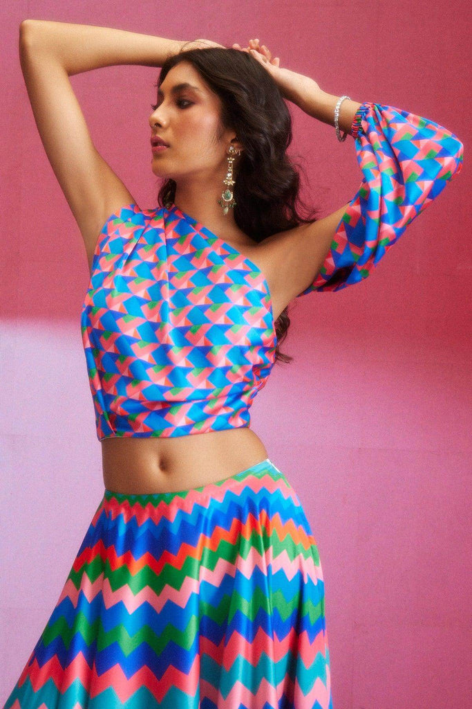 PRINTED DRAPED SLEEVE TOP - dash and dot dash and dot