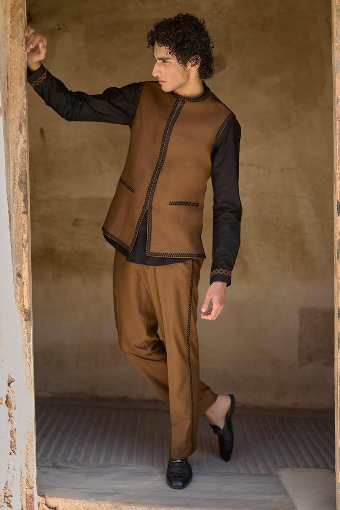 BORDER EMBROIDERED BANDI, SHIRT AND PANT - dash and dot dash and dot