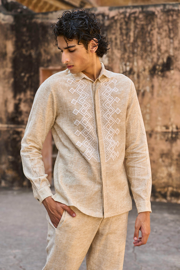 TEXTURED LINEN SHIRT - dash and dot dash and dot